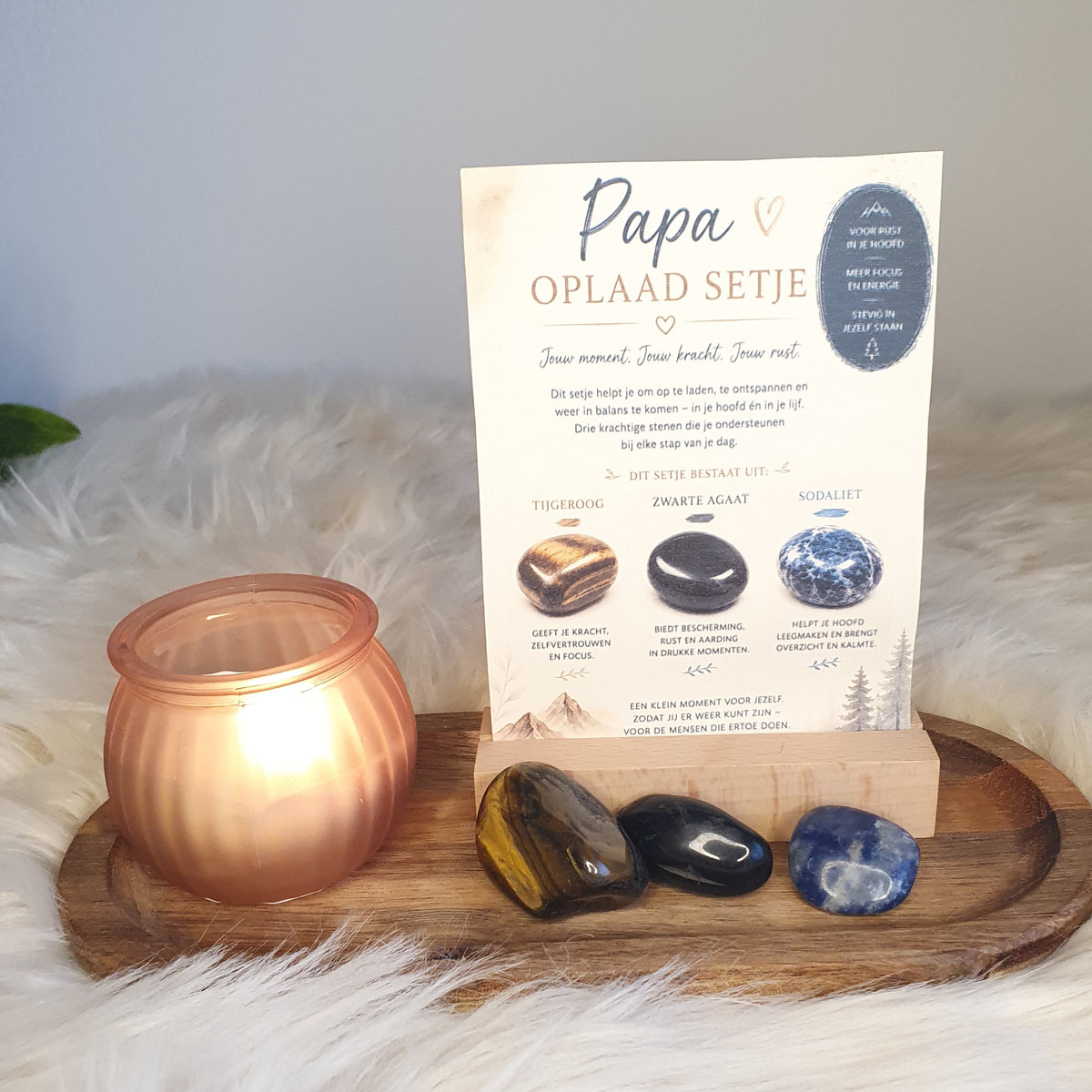 Papa Edelstenen Cadeau Set | Focus, Stevigheid & Rust | De Helende Steen
