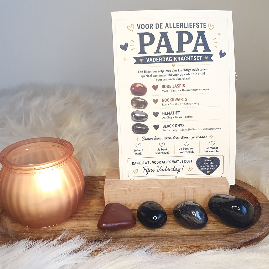 Vaderdag Edelstenen Cadeau Set | Kracht & Waardering | De Helende Steen