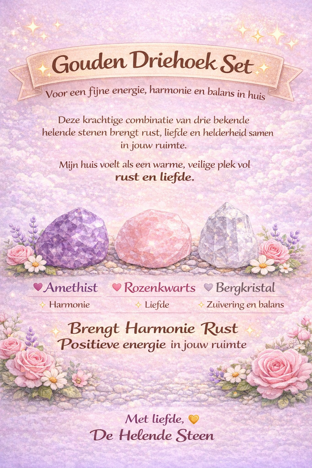 Gouden Driehoek Set – Ruwe Edelstenen