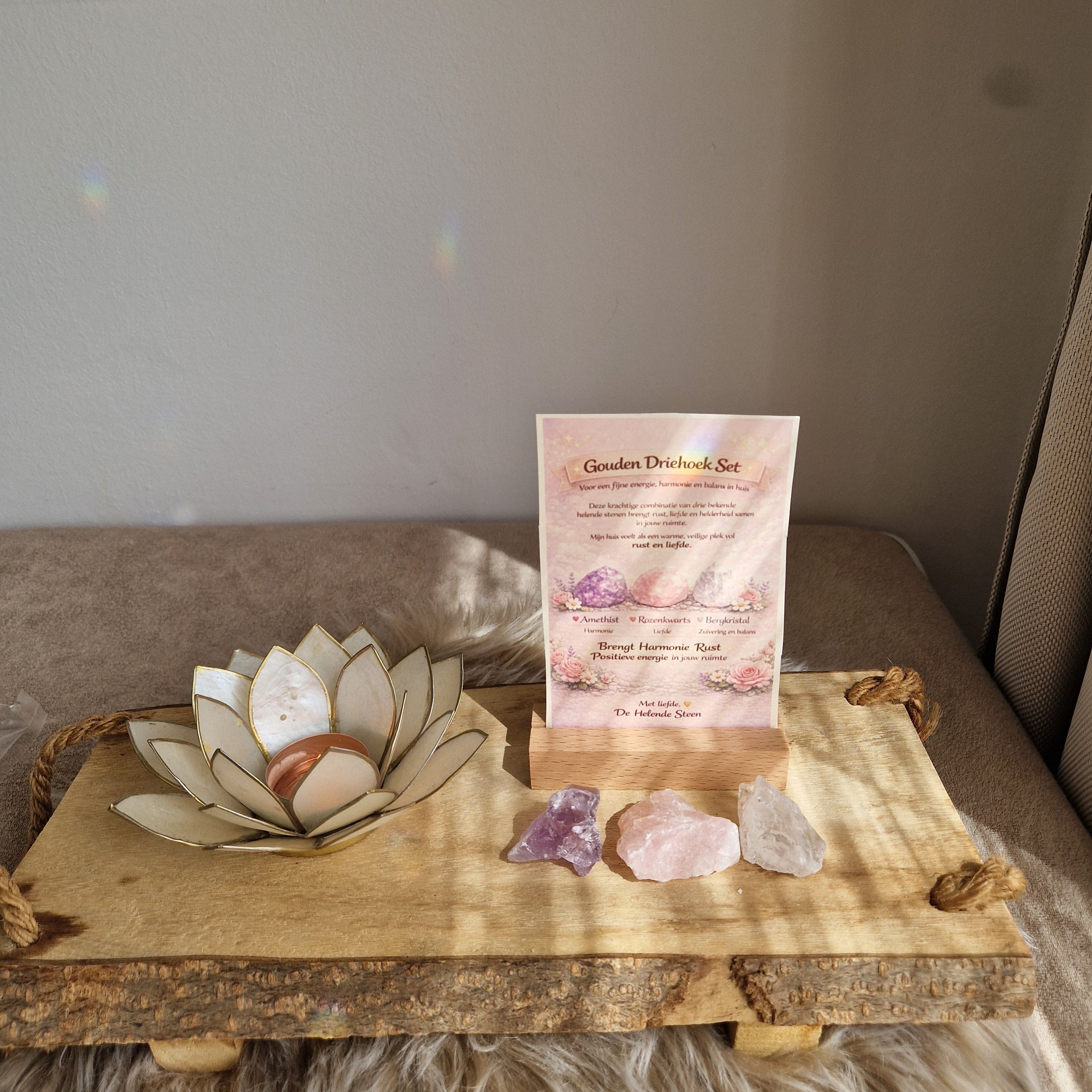 Gouden Driehoek Set – Ruwe Edelstenen