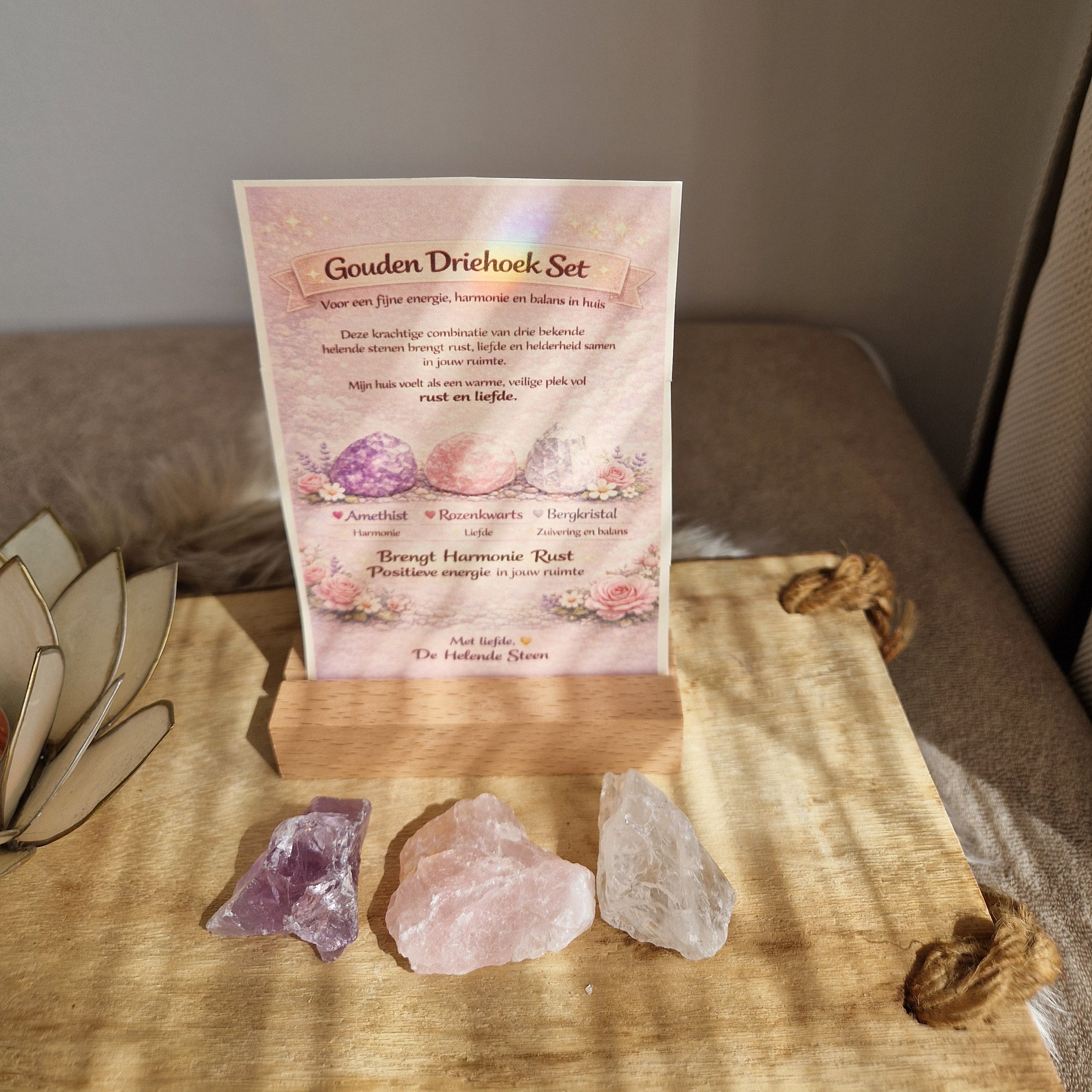 Gouden Driehoek Set – Ruwe Edelstenen