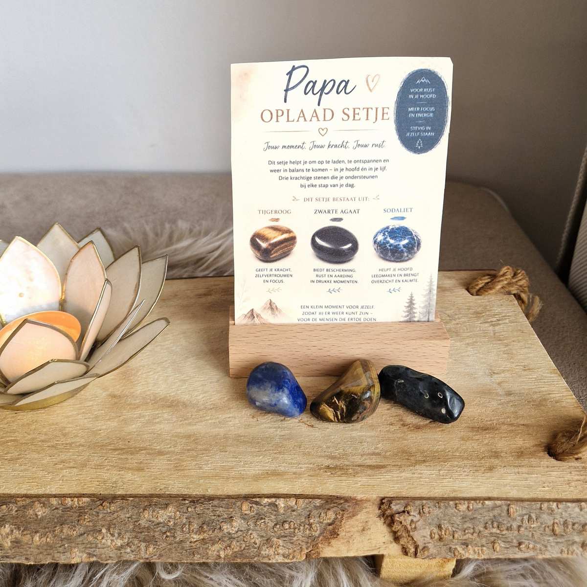 Papa Edelstenen Cadeau Set | Focus, Stevigheid & Rust | De Helende Steen
