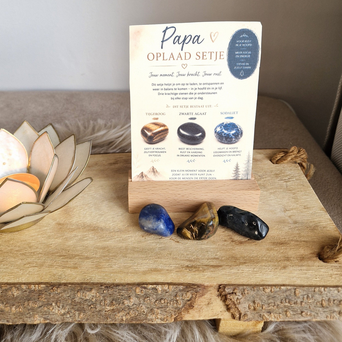 Papa Edelstenen Cadeau Set | Focus, Stevigheid & Rust | De Helende Steen