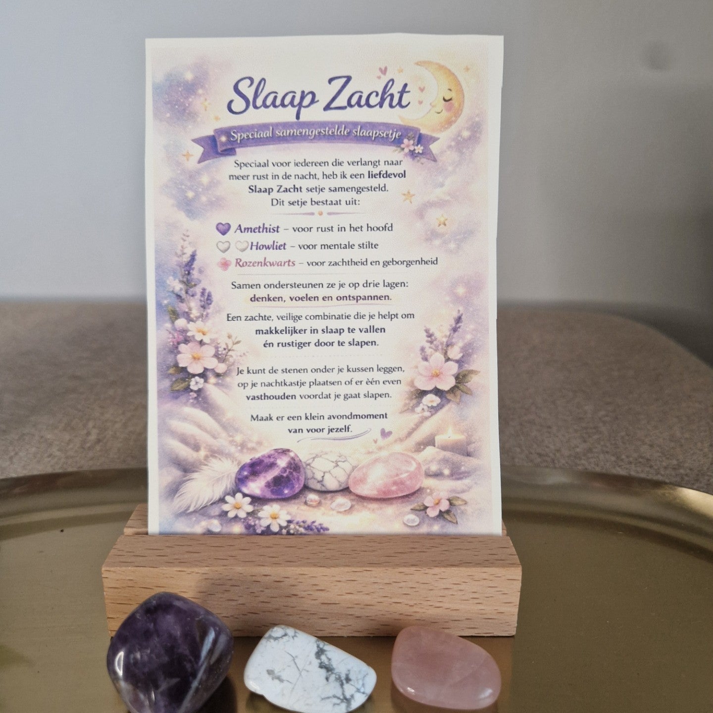 🌙 Slaap Zacht Setje - 3 Trommelstenen